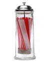 Circleware Clear Glass Straw Holder With Chrome Color Lid In Clear
