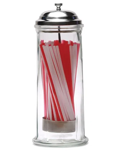 CIRCLEWARE CIRCLEWARE CLEAR GLASS STRAW HOLDER WITH CHROME COLOR LID