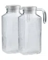 Circleware Frigo Set Of 2 Pitchers Textured With Plastic Lid