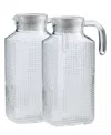 Circleware Frigo Set Of 2 Pitchers Textured With Plastic Lid In Clear