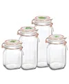 Circleware Herbs Decal Glass Canisters With Ceramic Lid, Set Of 4 In Clear
