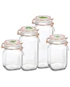 Circleware Herbs Decal Glass Canisters With Ceramic Lid, Set Of 4