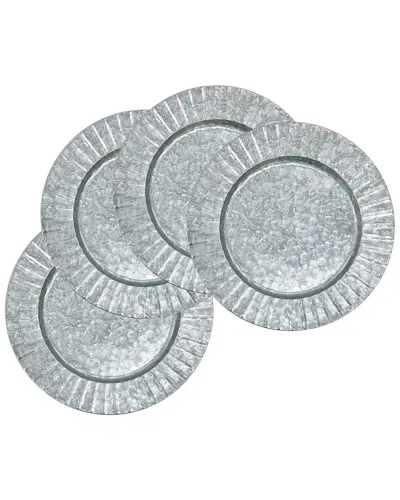 Circleware Set Of 4 Galvanized Charger Plates In Gray