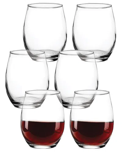 Circleware Set Of 6 18.5oz Stemless Wine Glasses In White