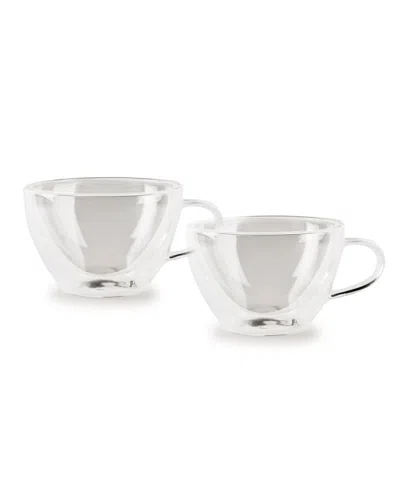 Circleware Thermax Set Of 2- 8 oz Double Wall Insulated Glass Cup In Clear