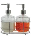 Circleware Vintage Hobnail 3pc Set Of 2- Soap Pumps In Brushed Nickel Finish Caddy In Silver