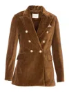 Circolo 1901 Suede Velvet Double-breasted Jacket In Brown