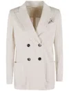Circolo 1901 Tailored Double-breasted Jacket With Textured Finish In Neutral