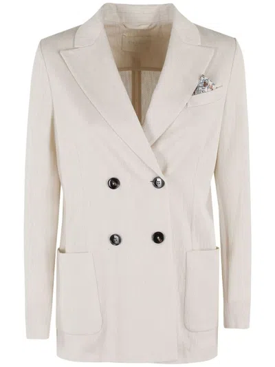 CIRCOLO 1901 BEIGE COTTON DOUBLE BREASTED BLAZER