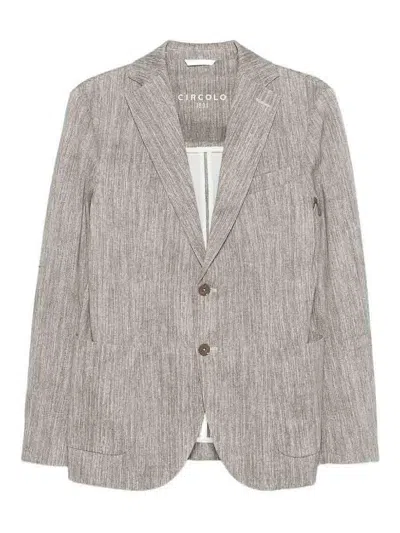 Circolo 1901 Beige Cotton Scrub Jacket With Notch Lapels In Gray