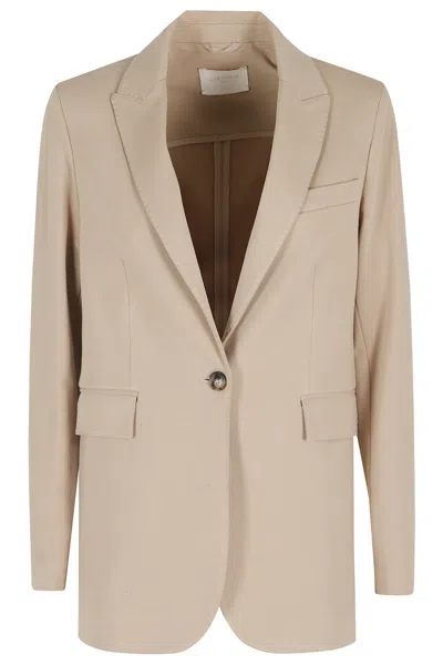 Circolo 1901 Beige Fleece Single-breasted Cotton Blazer In Neutral