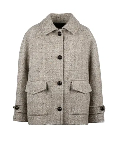 Circolo 1901 Beige Virgin Wool-blend Short Coat In Neutral