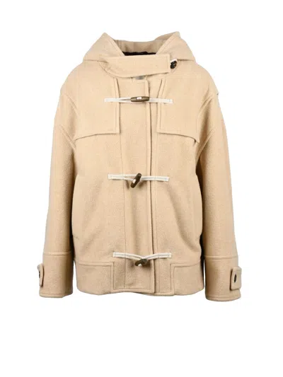 Circolo 1901 Beige Virgin Wool-cashmere Montgomery Coat In Brown