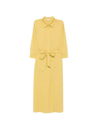 Circolo 1901 Belted Button-down Midi Dress In Yellow
