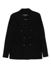 Circolo 1901 Black Double-breasted Jacket With Structured Silhouette And Metallic Buttons In Black