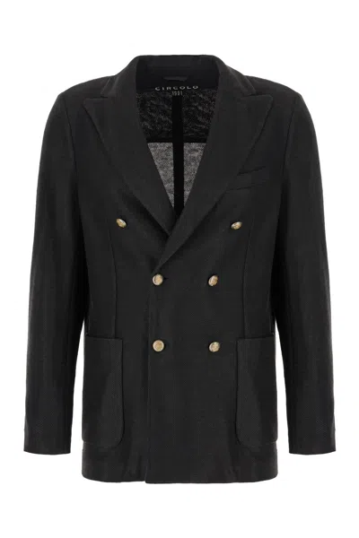 Circolo 1901 Black Linen Blazer In 8365