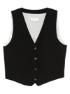 Circolo 1901 Black Sleeveless Knit Vest With V-neckline In Black