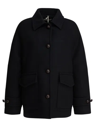 CIRCOLO 1901 CIRCOLO 1901 BLACK WOOL DOUBLE-BREASTED COAT