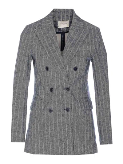 Circolo 1901 Striped Blazer Jacket In Gray