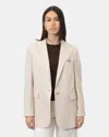 Circolo 1901 Blazer Monopetto  In Mixed Linen And Cotton - Sugar In Neutral