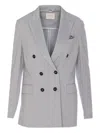 Circolo 1901 Structured Double-breasted Jacket With V-neck In Gray
