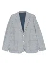 Circolo 1901 Checkered Cotton And Linen Blend Jacket In Blue