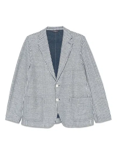 CIRCOLO 1901 BLUE COTTON AND LINEN BLEND BLAZER