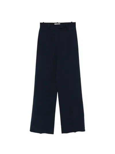Circolo 1901 High Waist Cotton Trousers Wide Leg Pleats In Blue
