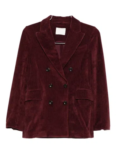 Circolo 1901 Bordeaux Corduroy Jacket With Double-breasted Front In Burgundy