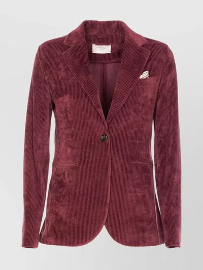 CIRCOLO 1901 BORDEAUX JACKET WITH CHEST POCKET AND V-NECK