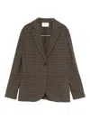Circolo 1901 Brown Checkered Tailored Jacket In Wool-cashmere Blend In Gray