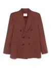 Circolo 1901 Brown Cotton Blended Double Breasted Blazer In Brown