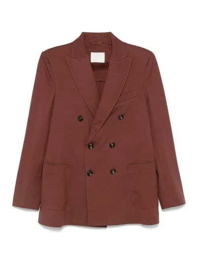 Circolo 1901 Brown Cotton Blended Double Breasted Blazer