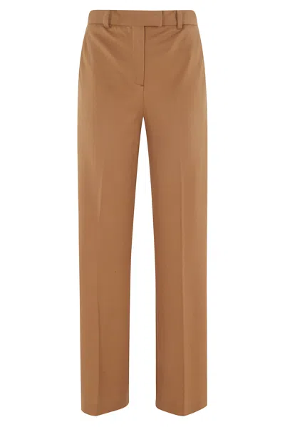 Circolo 1901 Brown Masculine Back-pleats Cotton-blend Straight-leg Pants