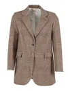 Circolo 1901 Brown Plaid Tailored Blazer With Notch Lapels In Brown