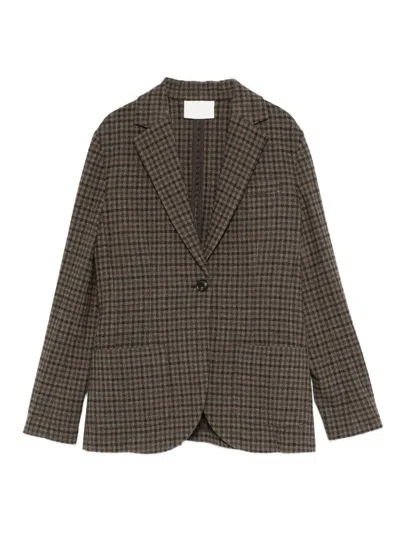 CIRCOLO 1901 BROWN VICHY CHECKERED BLAZER CIRCOLO 1901