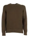 Circolo 1901 Brown Wool Sweater With Hammer Neckline And Ribbed Details In Brown