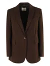 Circolo 1901 Single-breasted Brown Fleece Blazer In Brown