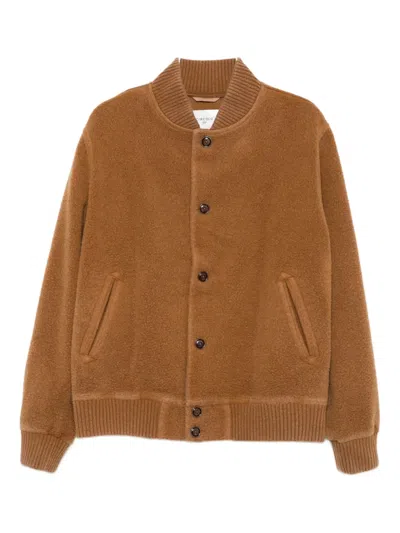 Circolo 1901 Button-fastening Wool Bomber Jacket In Brown