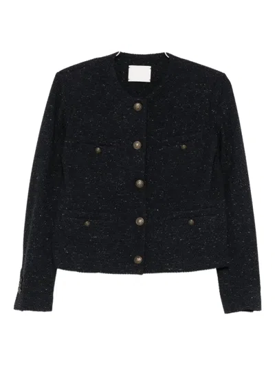 Circolo 1901 Button-up Tweed Jacket In Black