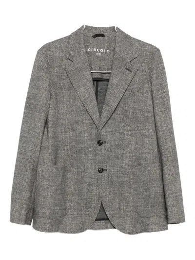 Circolo 1901 Textured Grey Checkered Tailored Blazer In Gray