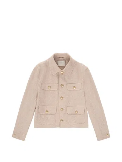 Circolo 1901 Button-pockets Linen Cropped Jacket In Pink
