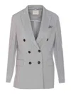 Circolo 1901 Structured Double-breasted Jacket With V-neck In Gray
