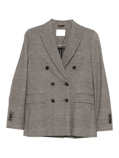Circolo 1901 Double-breasted Checkered Brown Jacket