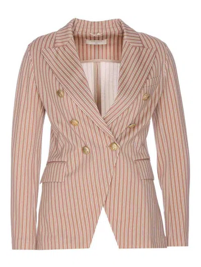 Circolo 1901 Double Breasted Buttons Jacket In Nude & Neutrals