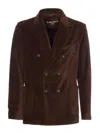 Circolo 1901 Double-breasted Corduroy Jacket With Notch Lapel In Brown