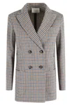 Circolo 1901 Gingham-check Double-breasted Blazer In Brown