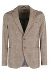 Circolo 1901 Check Patterned Blazer In Bark With Tailored Fit In Brown