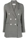 Circolo 1901 Houndstooth Wool Blend Longline Jacket In Black