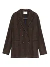 Circolo 1901 Checked Double-breasted Blazer In Brown